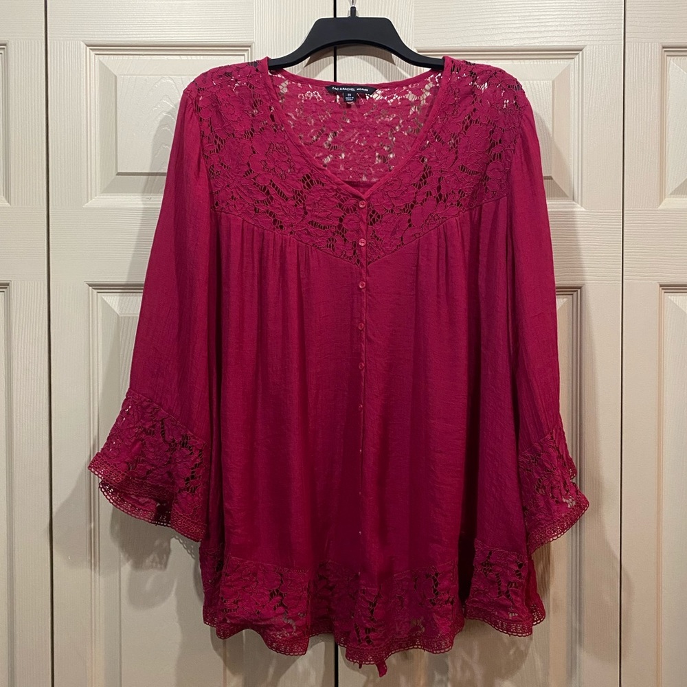 Deep Pink Zac & Rachel Laced Blouse